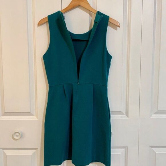 Madewell Teal Blue Verse Fit and Flare Stretch Sleeveless Sheath Dress Medium - Picture 10 of 10
